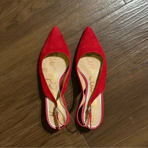 Sam Edelman Red Suede Slingback Kitten Heels